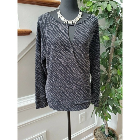 Jennifer Lopez Tops - Jennifer Lopez Womens Black Nylon Long Sleeve Scoop Neck Casual Top Size X-Large